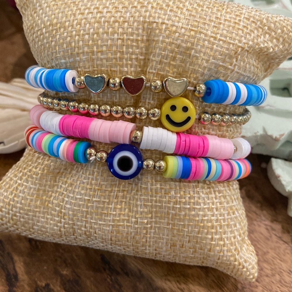 Beaded Hearts & Smiles Bracelet Stack
